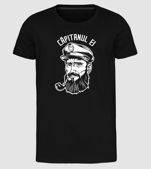 Căpitanul ei model negru pe tricou