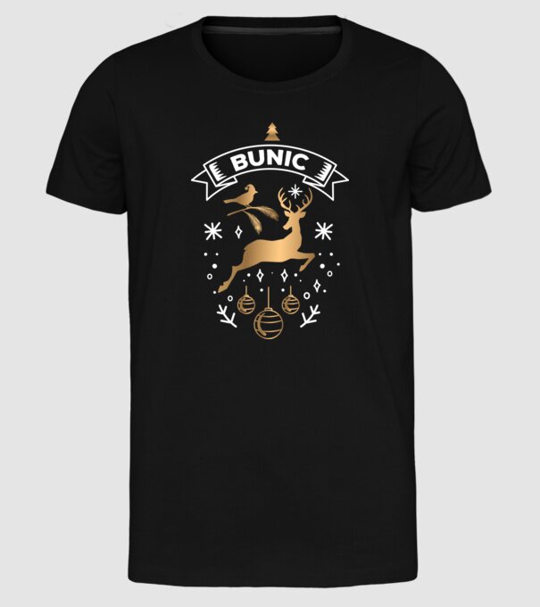 bunic christmas model negru pe tricou