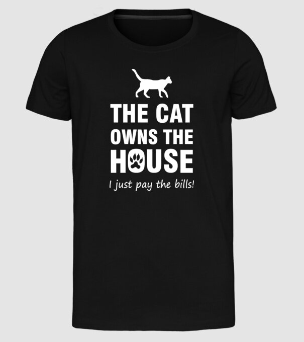 cat own model negru pe tricou