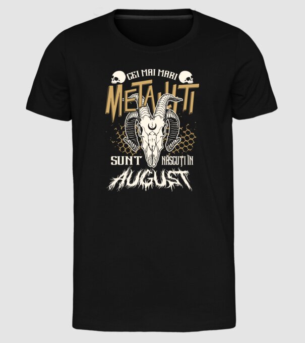Cei mai mari metaliști sunt născuți în august. model negru pe tricou