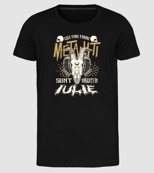 Cei mai mari metaliști sunt născuți în iulie. model negru pe tricou