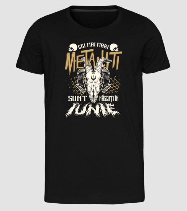 Cei mai mari metaliști sunt născuți în iunie. model negru pe tricou