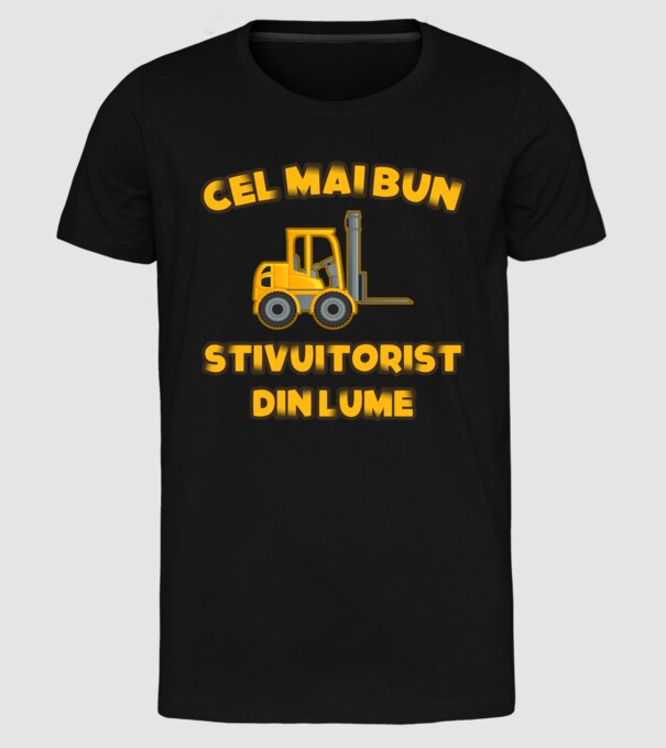 Cel mai bun Stivuitorist din lume model negru pe tricou