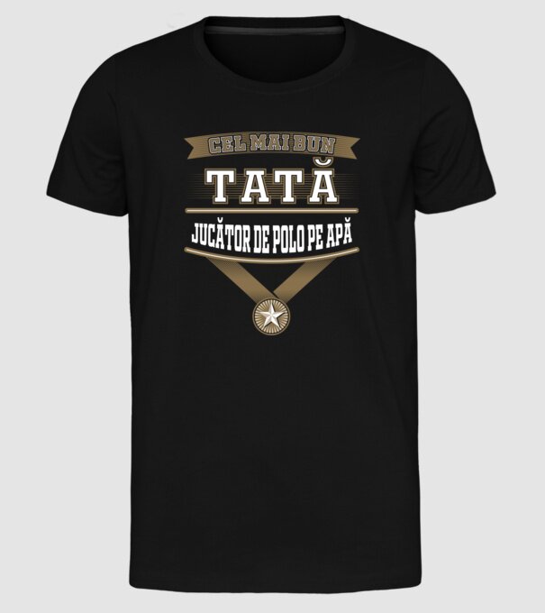 Cel mai bun tată jucător de polo pe apă model negru pe tricou