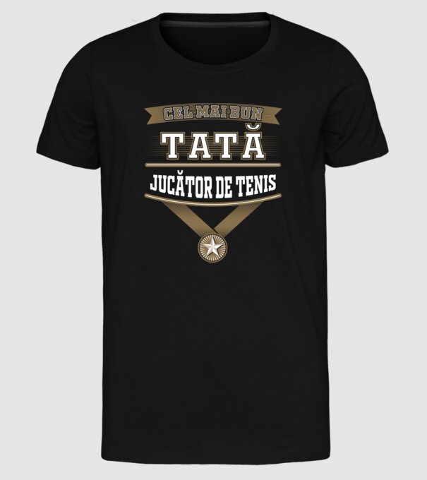 Cel mai bun tată jucător de tenis model negru pe tricou