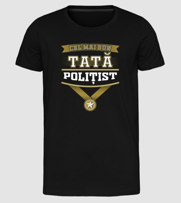 Cel mai bun tată polițist model negru pe tricou