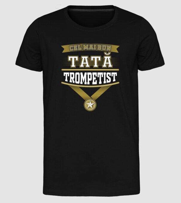 Cel mai bun tată trompetist model negru pe tricou