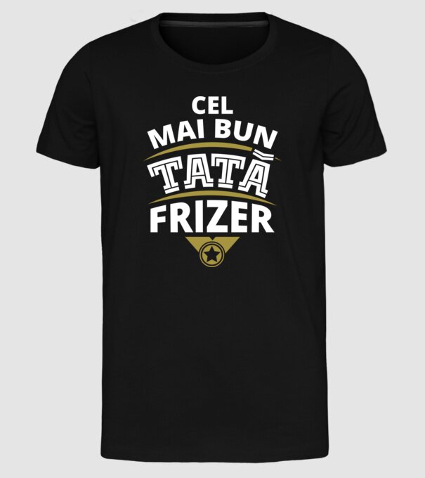 Cel mai bun tată frizer model negru pe tricou
