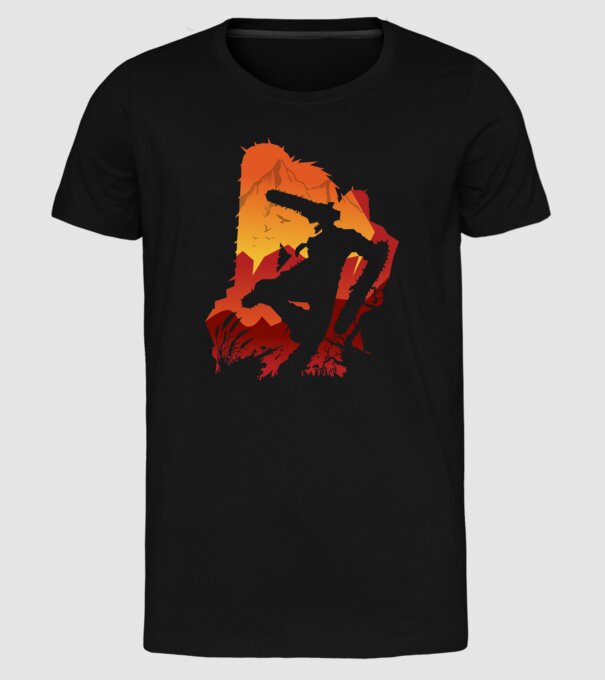 Chainsaw man silhouette model negru pe tricou