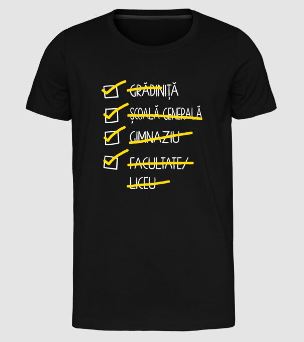 Cheklist educație - Facultate negru model negru pe tricou