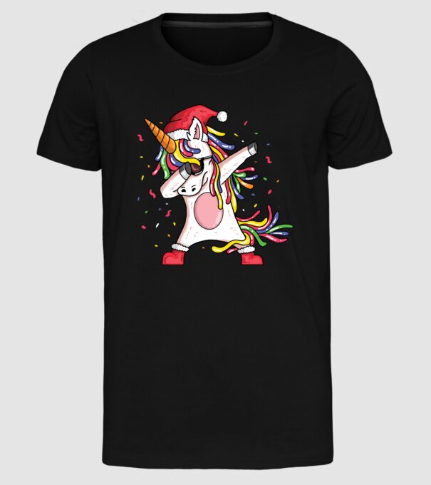 Christmas unicorn dab model negru pe tricou