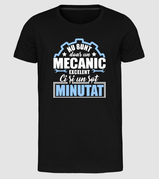 Nu sunt doar un mecanic excelent, ci și un soț minunat! model negru pe tricou