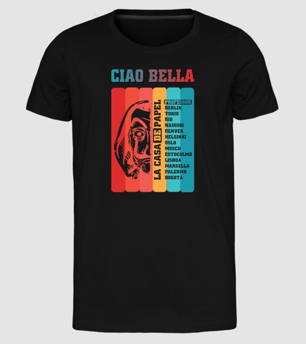 ciao bella retro model negru pe tricou