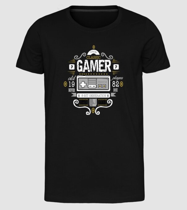 Classic Gamer model negru pe tricou
