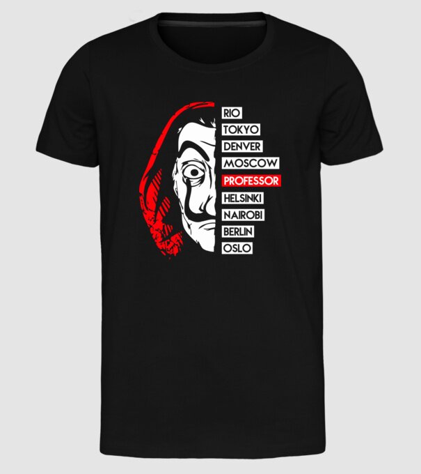 classic logo la casa de papel model negru pe tricou