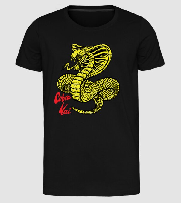 cobra kai logo color model negru pe tricou