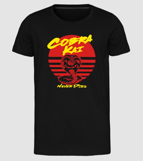 cobra kai sunset logo model negru pe tricou