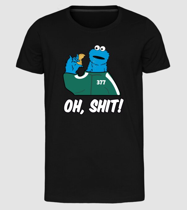 cookie monster squid game parody model negru pe tricou