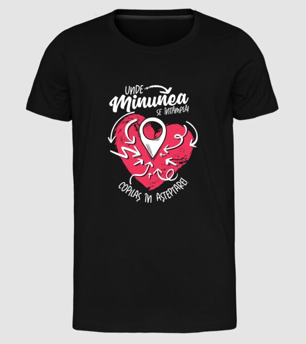 Copilaș în așteptare model negru pe tricou