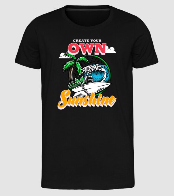 Create your own sunshine surfer skeleton model negru pe tricou