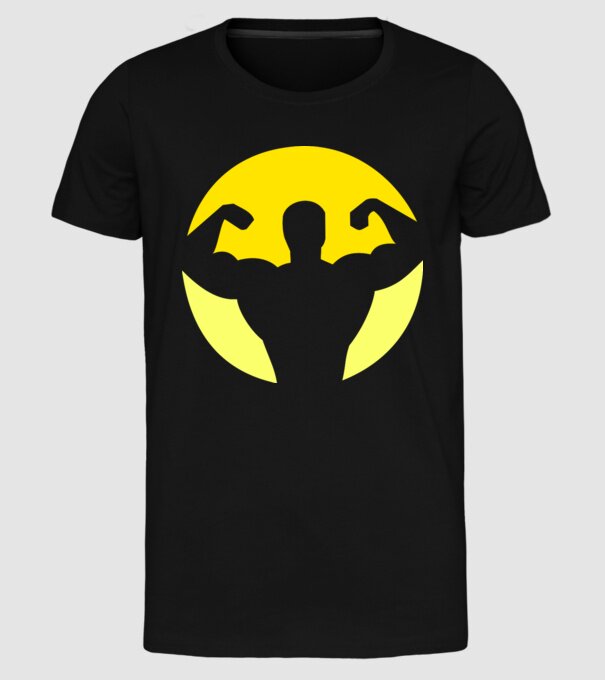 Culturism model negru pe tricou