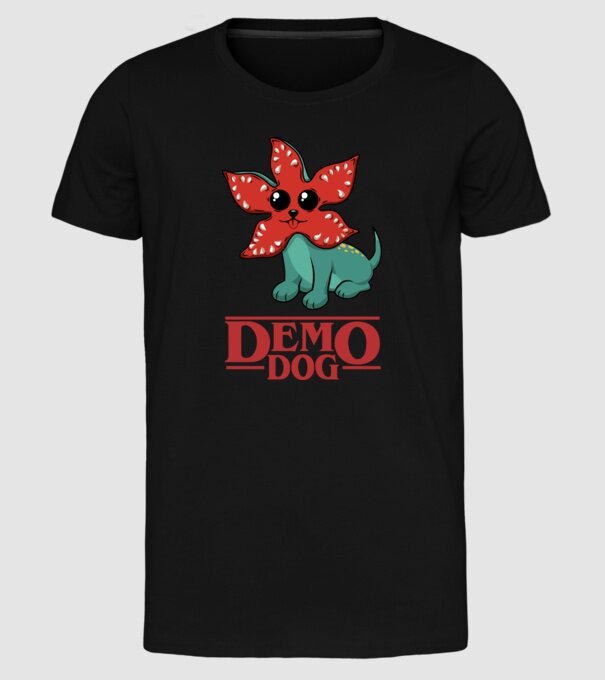 cute demodog model negru pe tricou