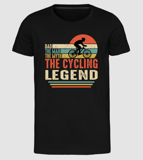 Dad the man, the myth, the cycling legend model negru pe tricou
