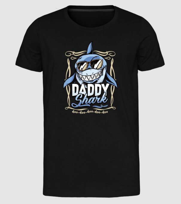 Daddy Shark model negru pe tricou