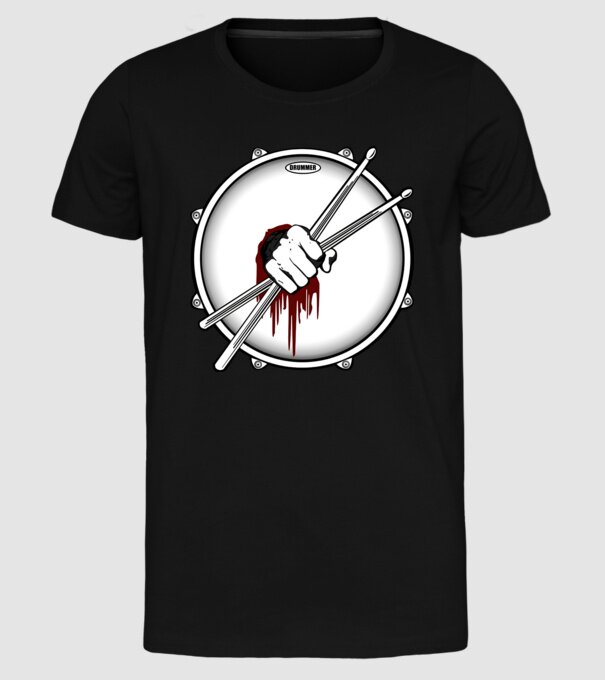 dedicated drummer model negru pe tricou