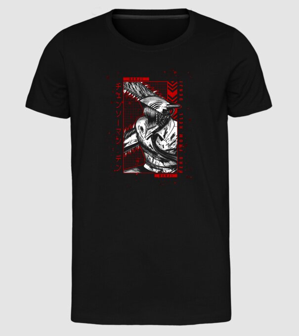 Denji Chainsaw man model negru pe tricou