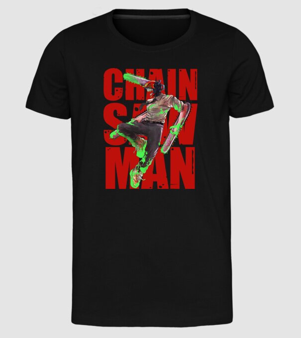 Denji chainsaw man concept model negru pe tricou