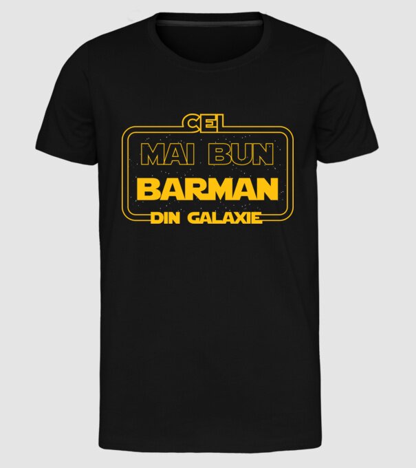 Cel mai bun barman din galaxie model negru pe tricou