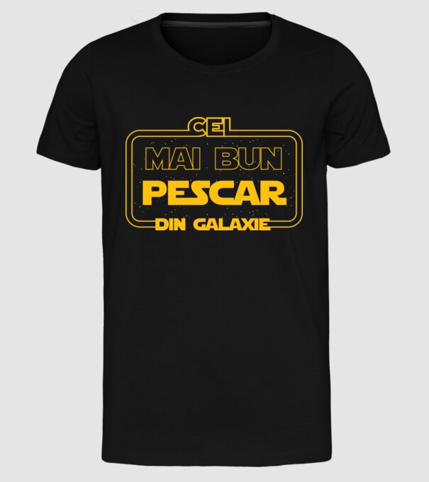 Cel mai bun pescar din galaxie model negru pe tricou