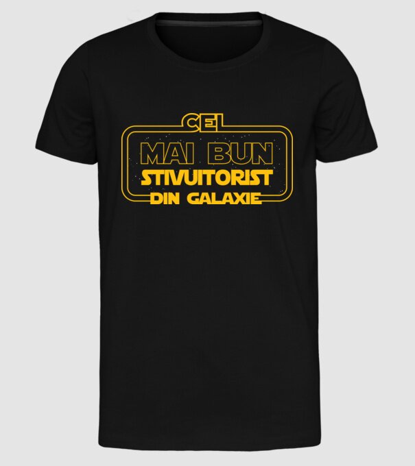 Cel mai bun stivuitorist din galaxie model negru pe tricou