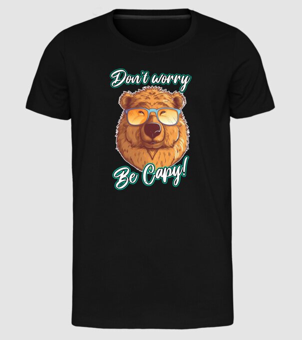 Don't worry be Capy model negru pe tricou