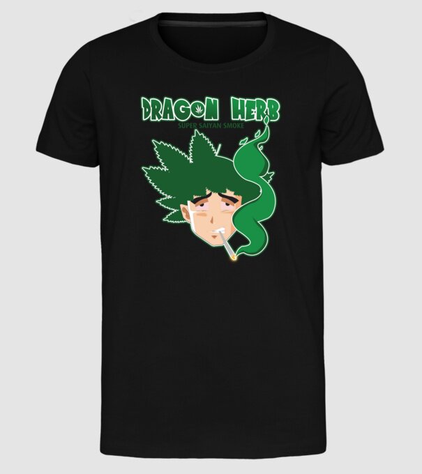 dragon herb smoke model negru pe tricou