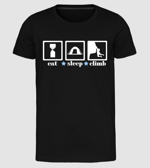 eatsleepclimb2 model negru pe tricou
