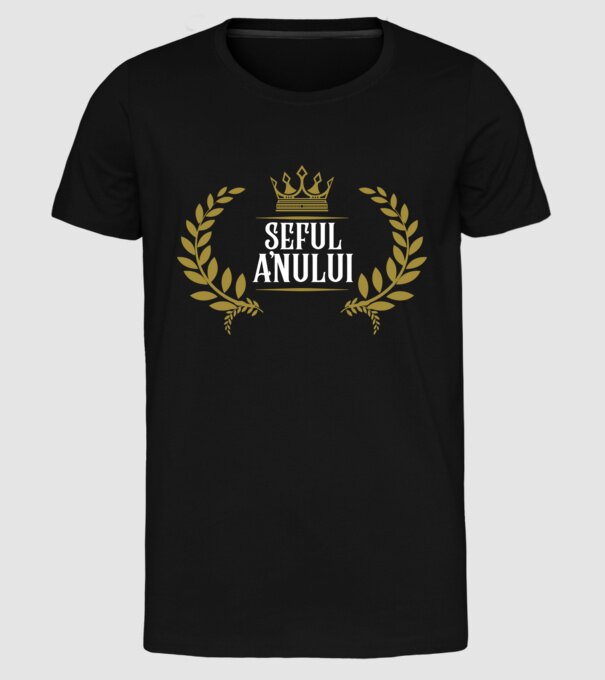 Șeful anului model negru pe tricou