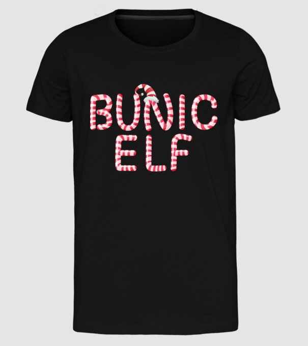 bunic elf model negru pe tricou
