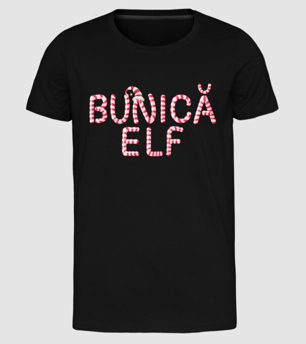 bunică elf model negru pe tricou