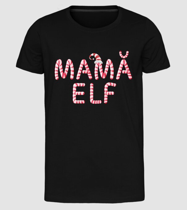 mamă elf model negru pe tricou
