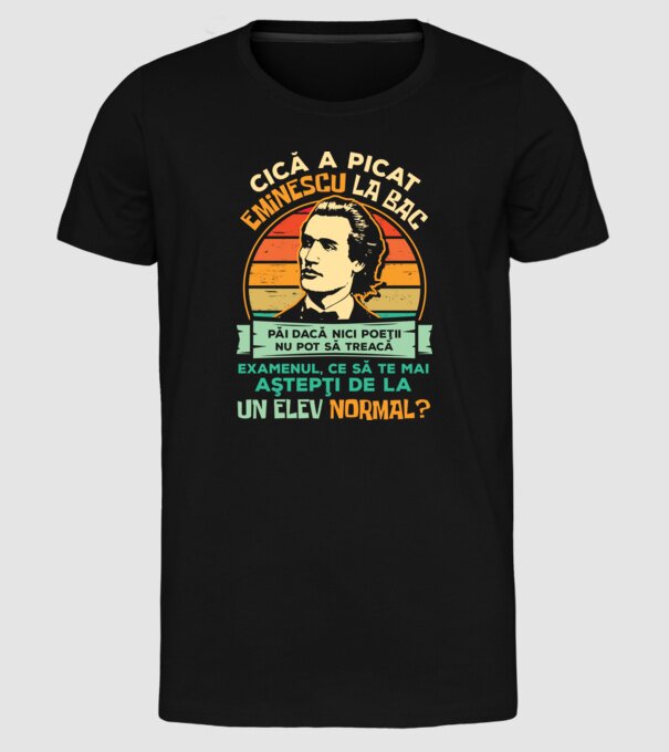 Eminescu model negru pe tricou
