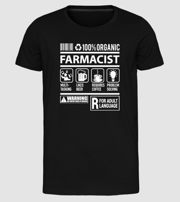 farmacist model negru pe tricou