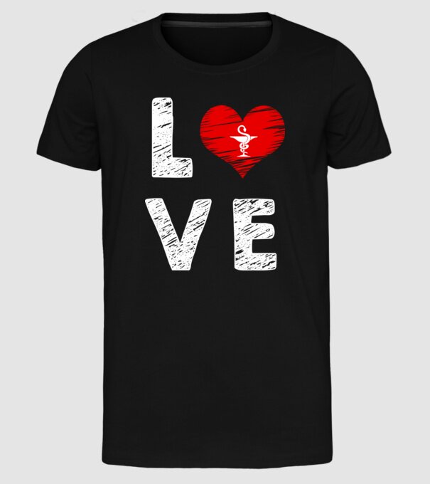 Farmacist love model negru pe tricou