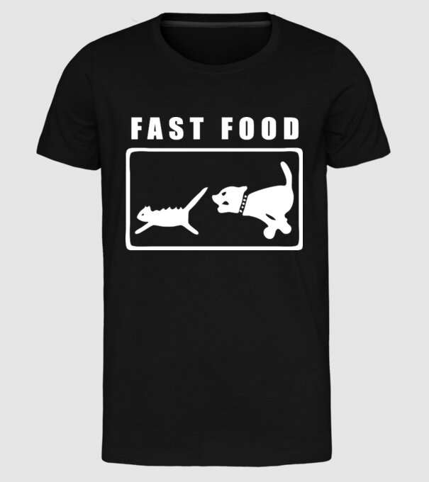 fast food model negru pe tricou