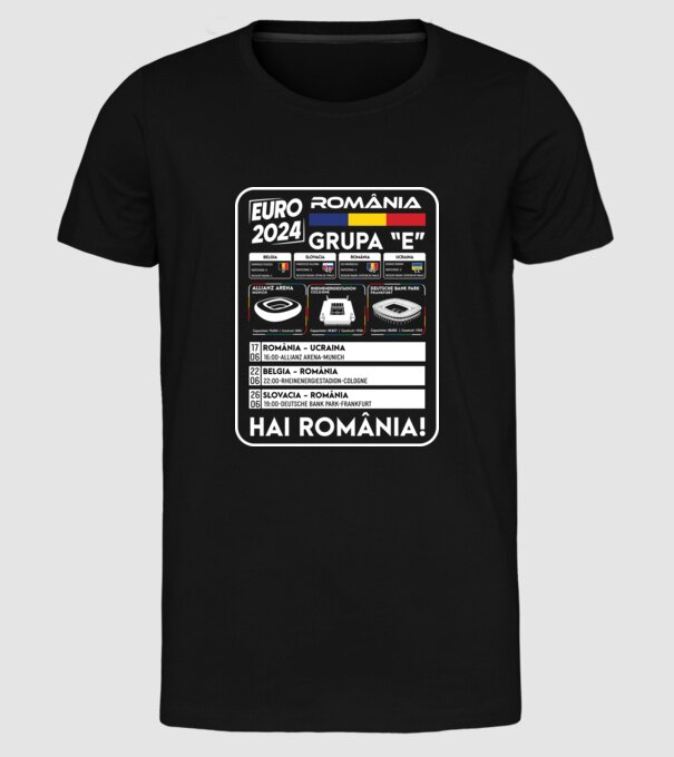 Fotbal Calendar Euro 2024 model negru pe tricou