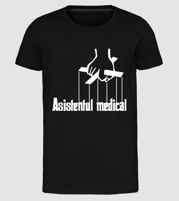 Asistentul medical / Asistenta medicală model negru pe tricou