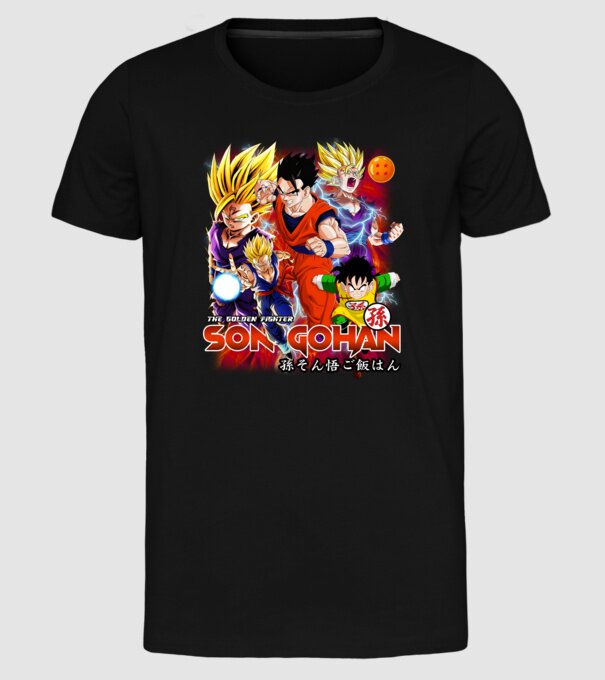 gohan dragonball model negru pe tricou