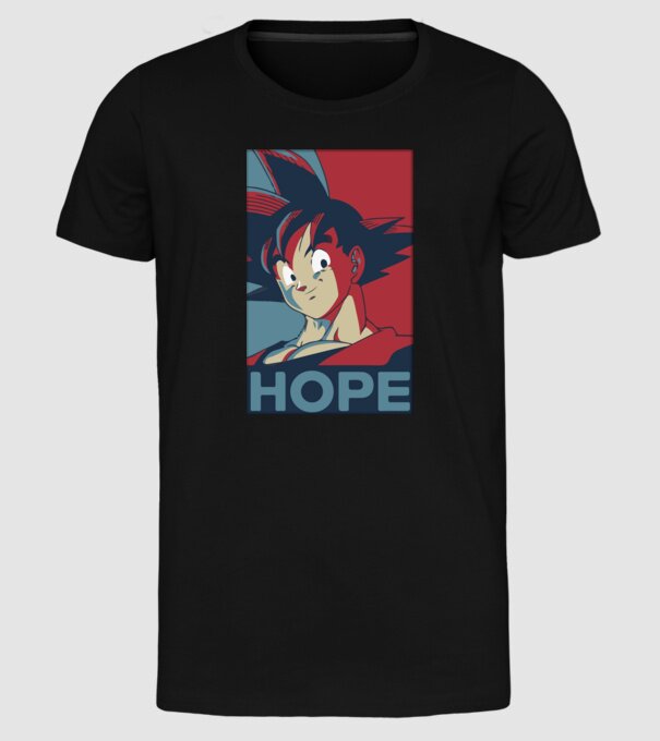 goku hope dragonball model negru pe tricou