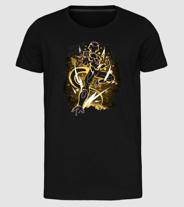 golden freeza dragonball model negru pe tricou